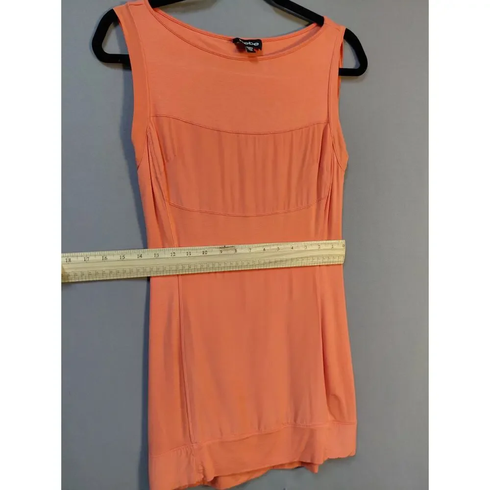 bebe Viscose Blend Orange Bodycon Short Dress Women Size XS